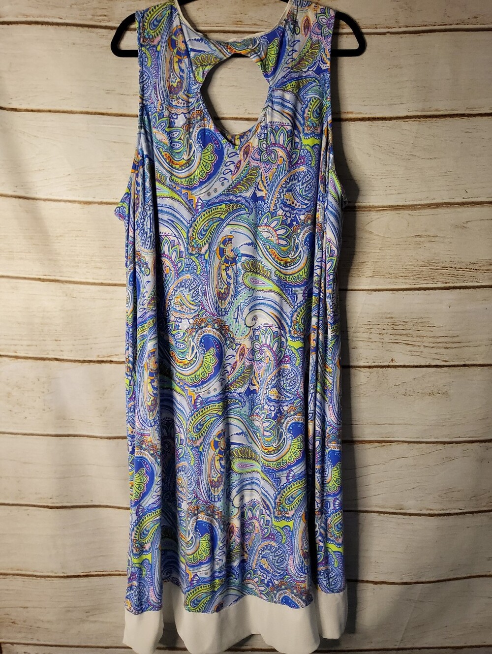 Ellen Tracy Sleeveless Paisley Sleepgown in Blue, Green & White 3X - Picture 2 of 9